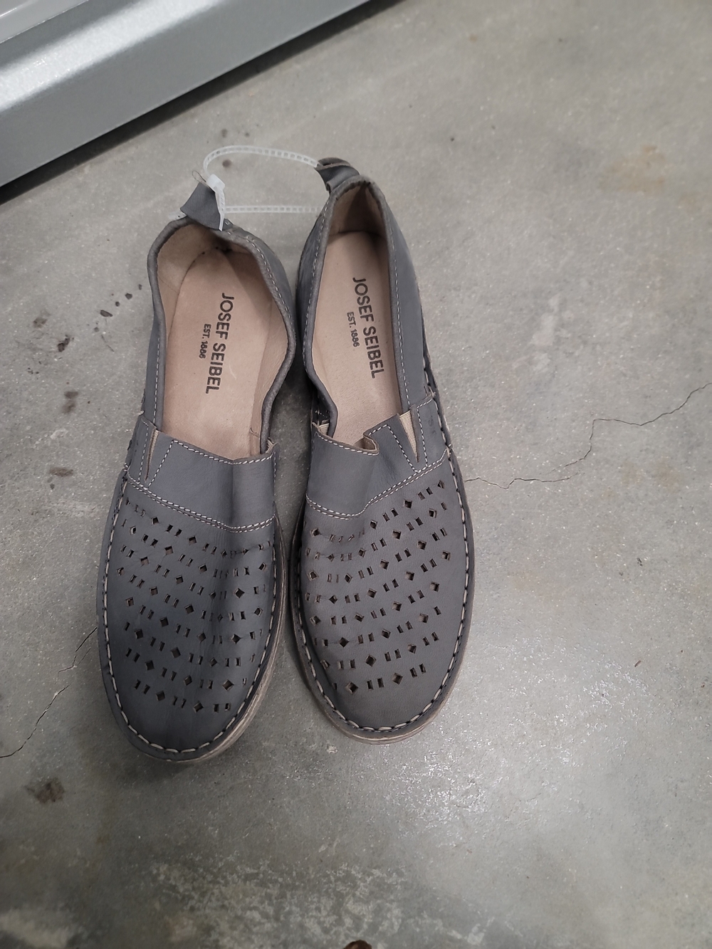 Josef Seibel Men's Grey Perforated Slip-On Loafers